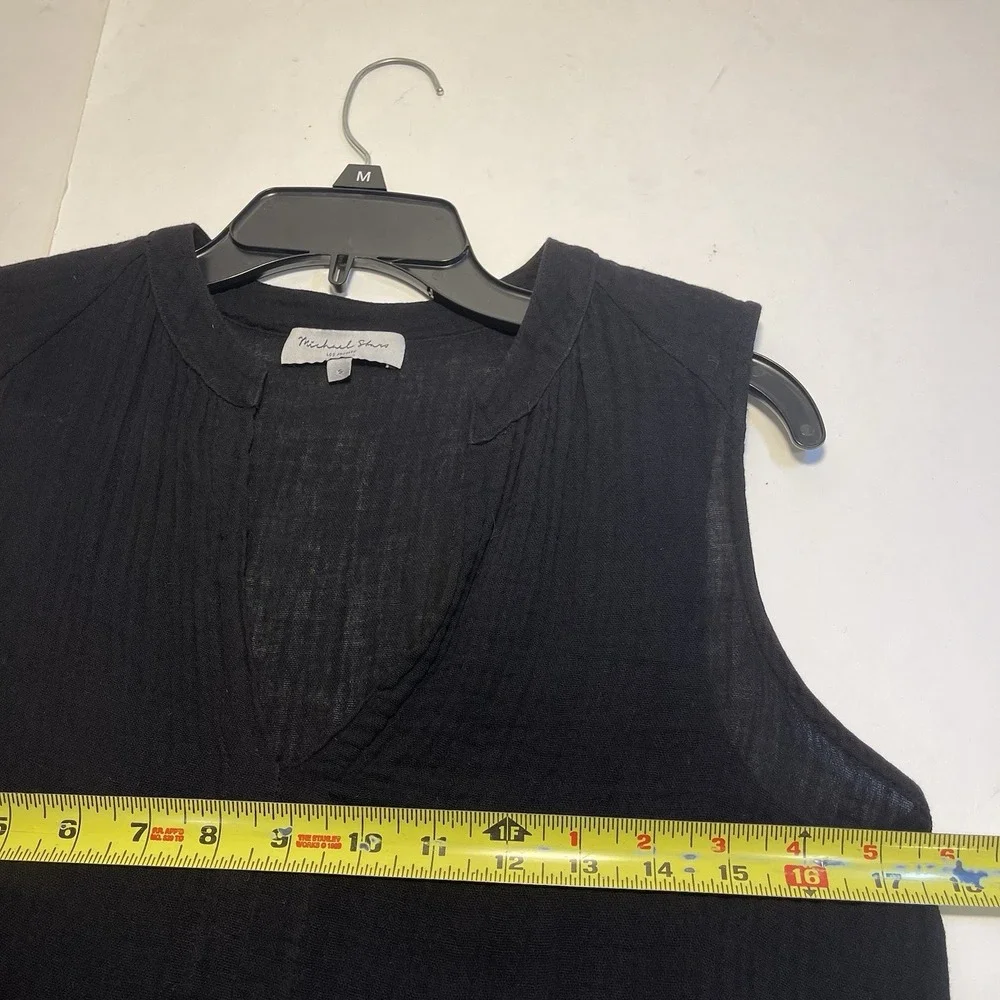 Michael Stars Womens Sleeveless V Neck Gauze Shift Dress Black S Coastal Beach - Picture 7 of 11